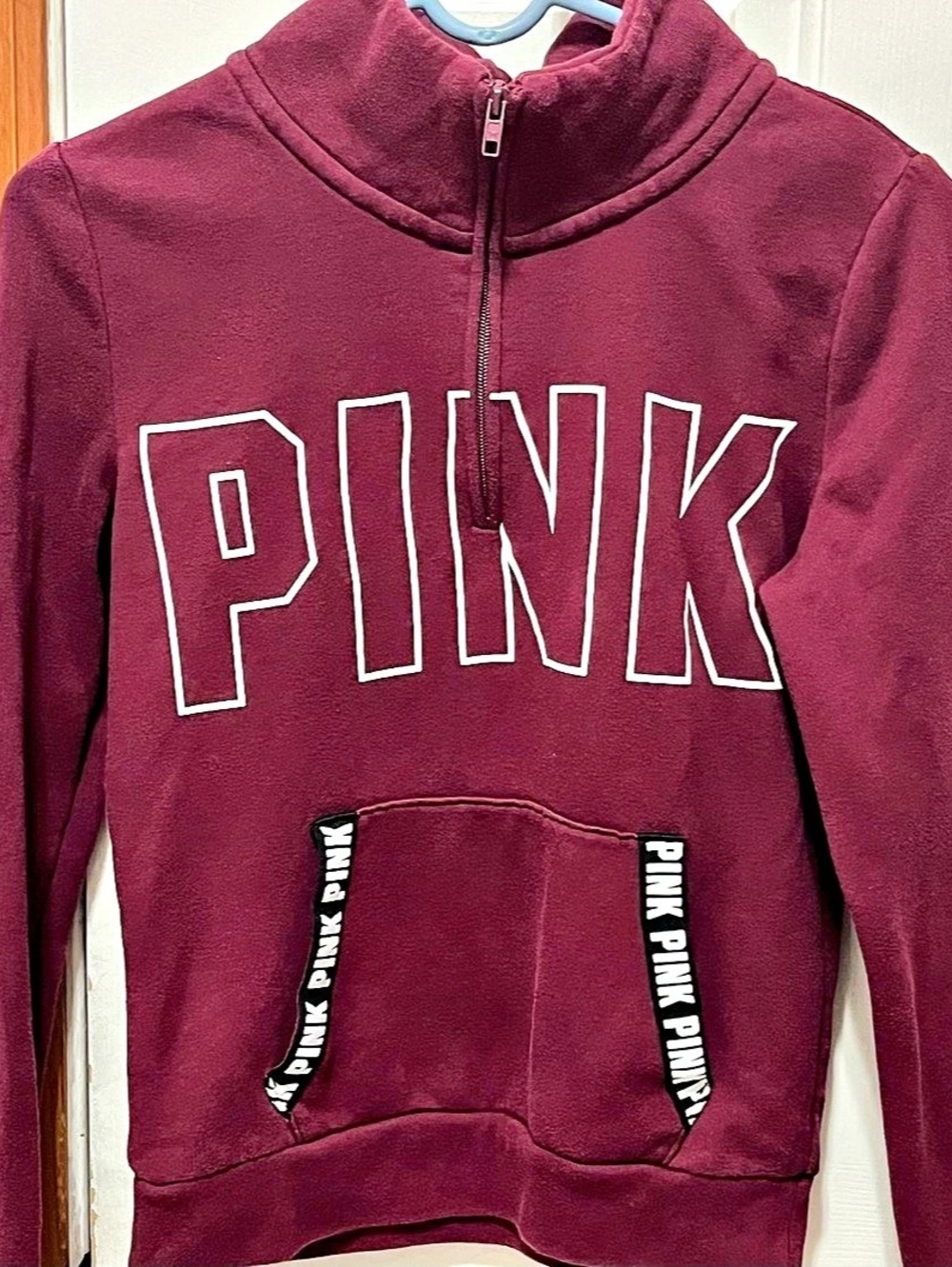 Victoria's Secret PINK Half-Zip Hoodie Half-Zip Hoodie in Burgundy Size XS
